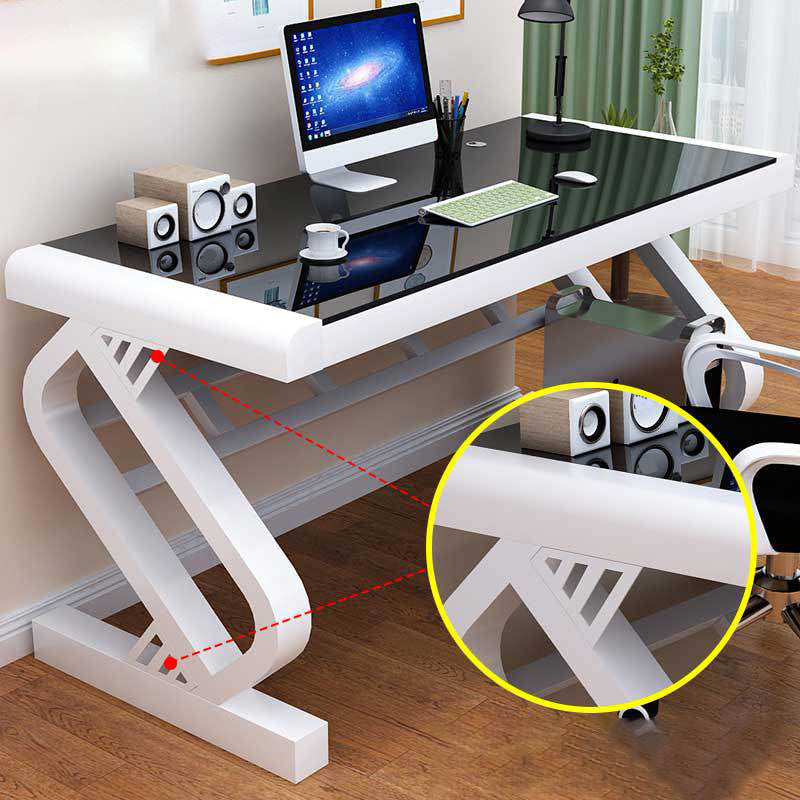 23" Wide Modern Gaming Desk Rectangular Mirrored Office Desk Black Clearhalo 'furn' 'furn_office_desk' 'Furniture' 'Office Desks' 'Office Furniture' 'office_desk' 5933806