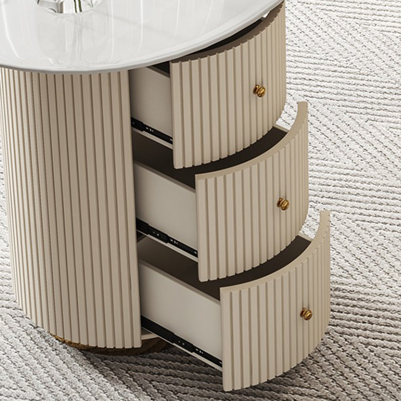 Glam Irregular Shaped Writing Desk Sintered Stone Desk with Three Drawers Clearhalo 'furn' 'furn_office_desk' 'Furniture' 'Office Desks' 'Office Furniture' 'office_desk' 5933819