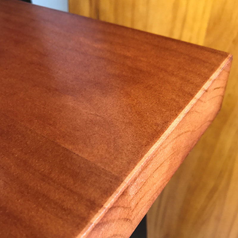 Wooden Rectangular Office Desk Brown Home Writing Desk with Shelf with Metal Legs