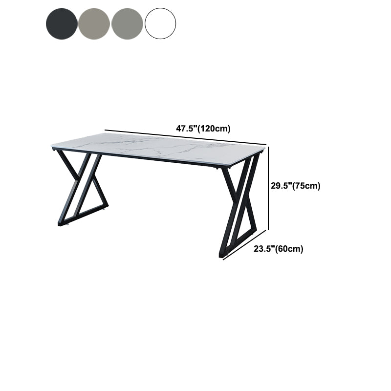 Industrial Stone Writing Desk Sled Rectangular Gaming Desk for Home