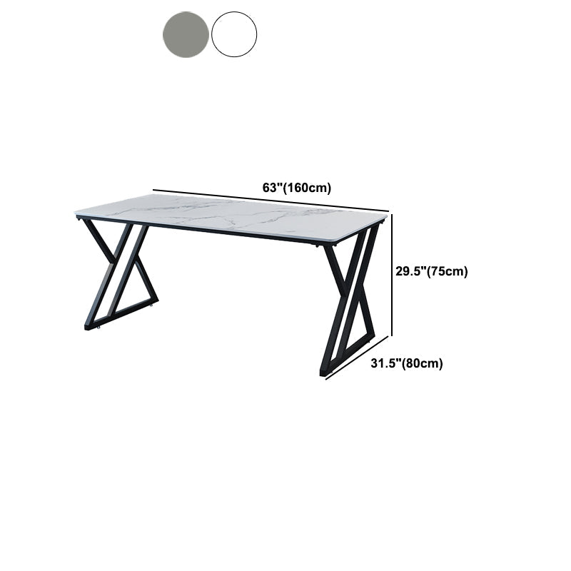 Industrial Stone Writing Desk Sled Rectangular Gaming Desk for Home