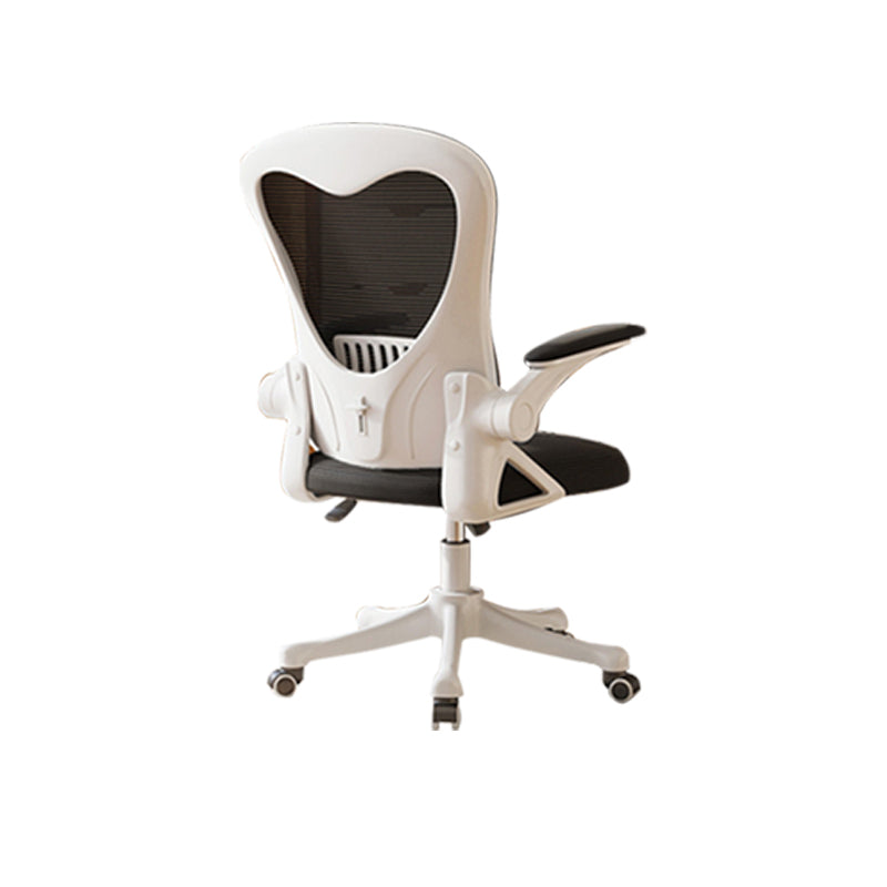 Contemporary Arm Chair Upholstered Swivel Breathable AirGrid Office Chair White-Black 1 Piece Without Headrest Clearhalo 'furn' 'furn_office_chair' 'Furniture' 'Office Chairs' 'Office Furniture' 'office_chair' 5934112