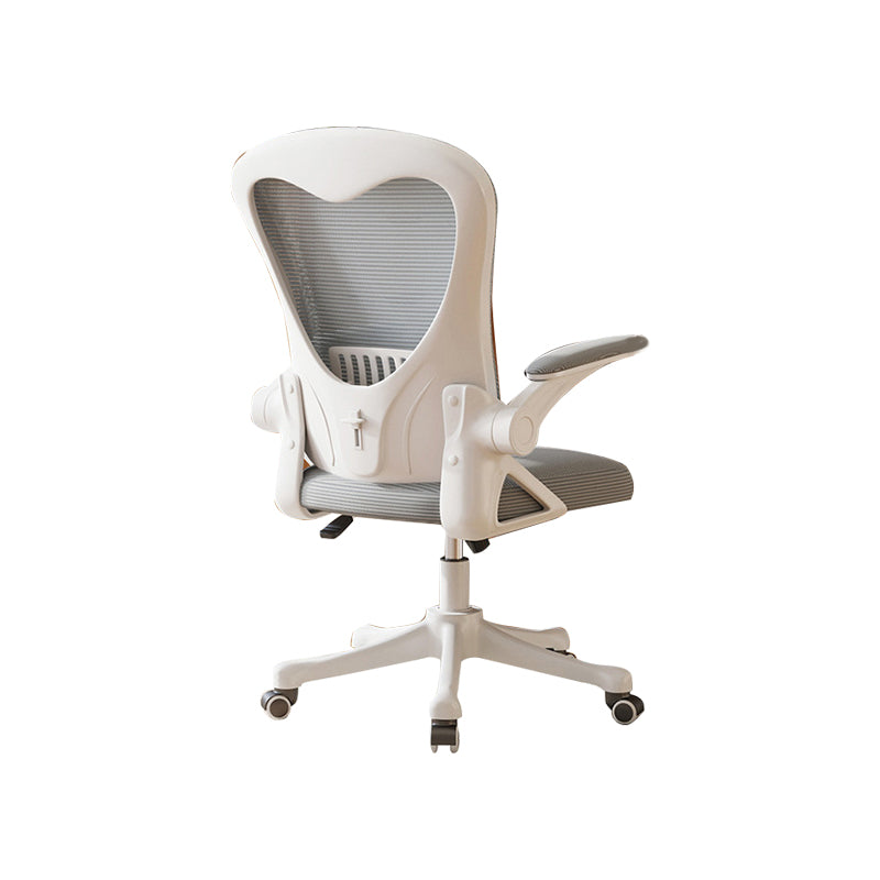 Contemporary Arm Chair Upholstered Swivel Breathable AirGrid Office Chair White-Gray 1 Piece Without Headrest Clearhalo 'furn' 'furn_office_chair' 'Furniture' 'Office Chairs' 'Office Furniture' 'office_chair' 5934122