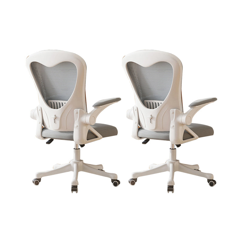 Contemporary Arm Chair Upholstered Swivel Breathable AirGrid Office Chair White-Gray 2 Piece Set Without Headrest Clearhalo 'furn' 'furn_office_chair' 'Furniture' 'Office Chairs' 'Office Furniture' 'office_chair' 5934124