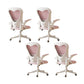 Contemporary Arm Chair Upholstered Swivel Breathable AirGrid Office Chair White Pink 4 Piece Set Without Headrest Clearhalo 'furn' 'furn_office_chair' 'Furniture' 'Office Chairs' 'Office Furniture' 'office_chair' 5934132