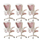 Contemporary Arm Chair Upholstered Swivel Breathable AirGrid Office Chair White Pink 6 Piece Set Without Headrest Clearhalo 'furn' 'furn_office_chair' 'Furniture' 'Office Chairs' 'Office Furniture' 'office_chair' 5934133