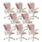 Contemporary Arm Chair Upholstered Swivel Breathable AirGrid Office Chair White Pink 8 Piece Set Without Headrest Clearhalo 'furn' 'furn_office_chair' 'Furniture' 'Office Chairs' 'Office Furniture' 'office_chair' 5934134