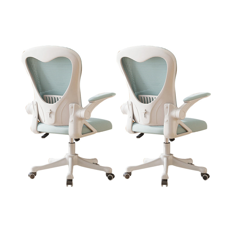 Contemporary Arm Chair Upholstered Swivel Breathable AirGrid Office Chair White Green 2 Piece Set Without Headrest Clearhalo 'furn' 'furn_office_chair' 'Furniture' 'Office Chairs' 'Office Furniture' 'office_chair' 5934136