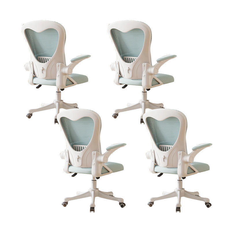 Contemporary Arm Chair Upholstered Swivel Breathable AirGrid Office Chair White Green 4 Piece Set Without Headrest Clearhalo 'furn' 'furn_office_chair' 'Furniture' 'Office Chairs' 'Office Furniture' 'office_chair' 5934137