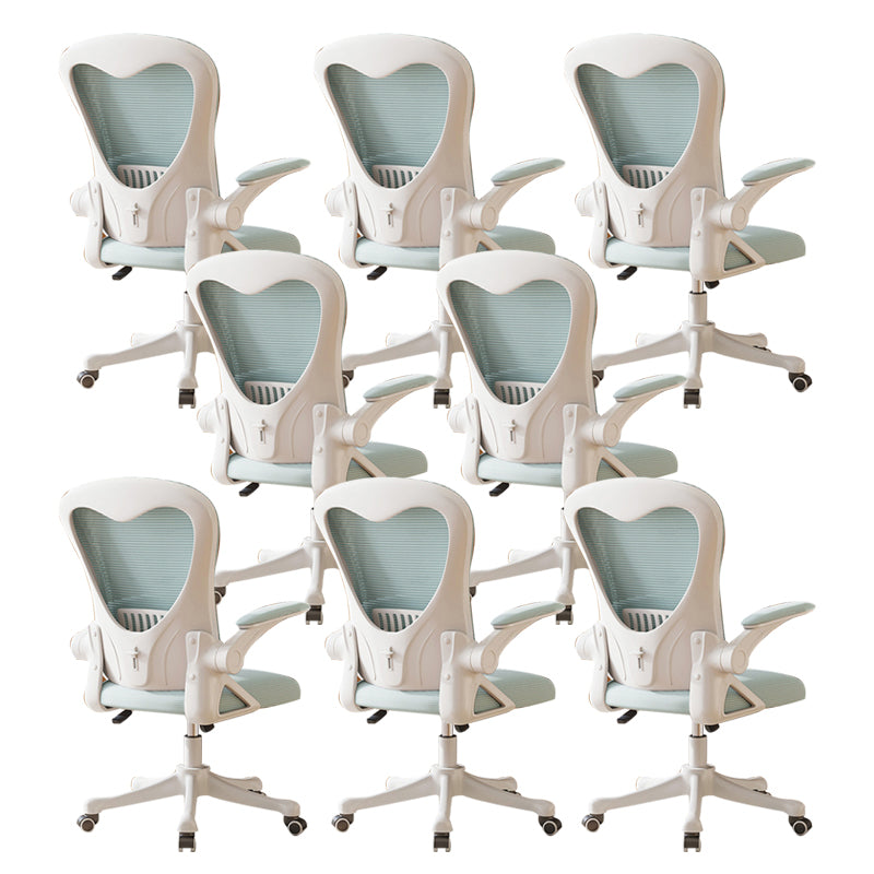 Contemporary Arm Chair Upholstered Swivel Breathable AirGrid Office Chair White Green 8 Piece Set Without Headrest Clearhalo 'furn' 'furn_office_chair' 'Furniture' 'Office Chairs' 'Office Furniture' 'office_chair' 5934139