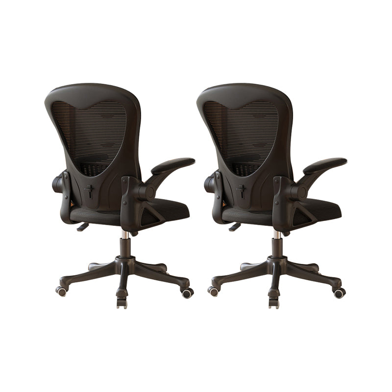 Contemporary Arm Chair Upholstered Swivel Breathable AirGrid Office Chair Black 2 Piece Set Without Headrest Clearhalo 'furn' 'furn_office_chair' 'Furniture' 'Office Chairs' 'Office Furniture' 'office_chair' 5934141