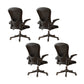 Contemporary Arm Chair Upholstered Swivel Breathable AirGrid Office Chair Black 4 Piece Set Without Headrest Clearhalo 'furn' 'furn_office_chair' 'Furniture' 'Office Chairs' 'Office Furniture' 'office_chair' 5934142