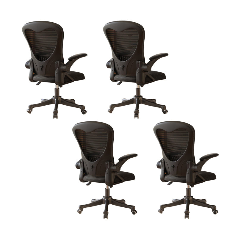 Contemporary Arm Chair Upholstered Swivel Breathable AirGrid Office Chair Black 4 Piece Set Without Headrest Clearhalo 'furn' 'furn_office_chair' 'Furniture' 'Office Chairs' 'Office Furniture' 'office_chair' 5934142