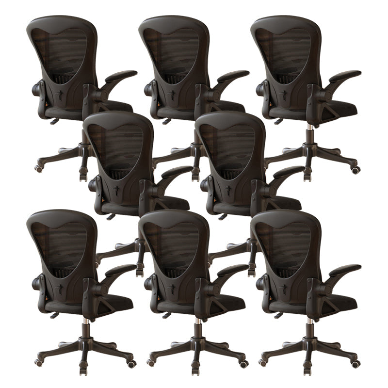 Contemporary Arm Chair Upholstered Swivel Breathable AirGrid Office Chair Black 8 Piece Set Without Headrest Clearhalo 'furn' 'furn_office_chair' 'Furniture' 'Office Chairs' 'Office Furniture' 'office_chair' 5934144