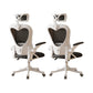Contemporary Arm Chair Upholstered Swivel Breathable AirGrid Office Chair White-Black 2 Piece Set With Headrest Clearhalo 'furn' 'furn_office_chair' 'Furniture' 'Office Chairs' 'Office Furniture' 'office_chair' 5934146