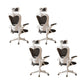 Contemporary Arm Chair Upholstered Swivel Breathable AirGrid Office Chair White-Black 4 Piece Set With Headrest Clearhalo 'furn' 'furn_office_chair' 'Furniture' 'Office Chairs' 'Office Furniture' 'office_chair' 5934147
