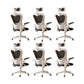 Contemporary Arm Chair Upholstered Swivel Breathable AirGrid Office Chair White-Black 6 Piece Set With Headrest Clearhalo 'furn' 'furn_office_chair' 'Furniture' 'Office Chairs' 'Office Furniture' 'office_chair' 5934148