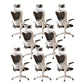 Contemporary Arm Chair Upholstered Swivel Breathable AirGrid Office Chair White-Black 8 Piece Set With Headrest Clearhalo 'furn' 'furn_office_chair' 'Furniture' 'Office Chairs' 'Office Furniture' 'office_chair' 5934149