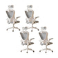 Contemporary Arm Chair Upholstered Swivel Breathable AirGrid Office Chair White-Gray 4 Piece Set With Headrest Clearhalo 'furn' 'furn_office_chair' 'Furniture' 'Office Chairs' 'Office Furniture' 'office_chair' 5934152