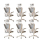 Contemporary Arm Chair Upholstered Swivel Breathable AirGrid Office Chair White-Gray 6 Piece Set With Headrest Clearhalo 'furn' 'furn_office_chair' 'Furniture' 'Office Chairs' 'Office Furniture' 'office_chair' 5934153