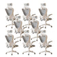 Contemporary Arm Chair Upholstered Swivel Breathable AirGrid Office Chair White-Gray 8 Piece Set With Headrest Clearhalo 'furn' 'furn_office_chair' 'Furniture' 'Office Chairs' 'Office Furniture' 'office_chair' 5934154