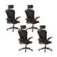 Contemporary Arm Chair Upholstered Swivel Breathable AirGrid Office Chair Black 4 Piece Set With Headrest Clearhalo 'furn' 'furn_office_chair' 'Furniture' 'Office Chairs' 'Office Furniture' 'office_chair' 5934162