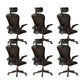 Contemporary Arm Chair Upholstered Swivel Breathable AirGrid Office Chair Black 6 Piece Set With Headrest Clearhalo 'furn' 'furn_office_chair' 'Furniture' 'Office Chairs' 'Office Furniture' 'office_chair' 5934163
