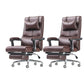 Contemporary Arm Chair Pillow Included Adjustable Seat Height Brown Leather Office Chair