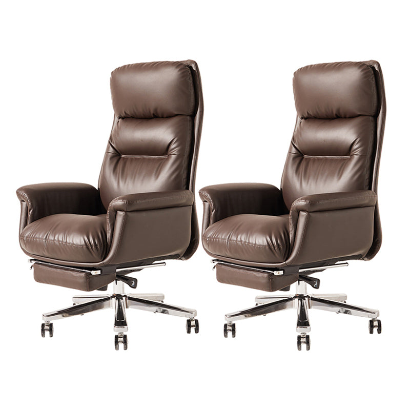 Contemporary Arm Chair Adjustable Seat Height Brown Leather Office Chair 2 Piece Set Clearhalo 'furn' 'furn_office_chair' 'Furniture' 'Office Chairs' 'Office Furniture' 'office_chair' 5934201