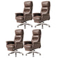 Contemporary Arm Chair Adjustable Seat Height Brown Leather Office Chair 4 Piece Set Clearhalo 'furn' 'furn_office_chair' 'Furniture' 'Office Chairs' 'Office Furniture' 'office_chair' 5934202