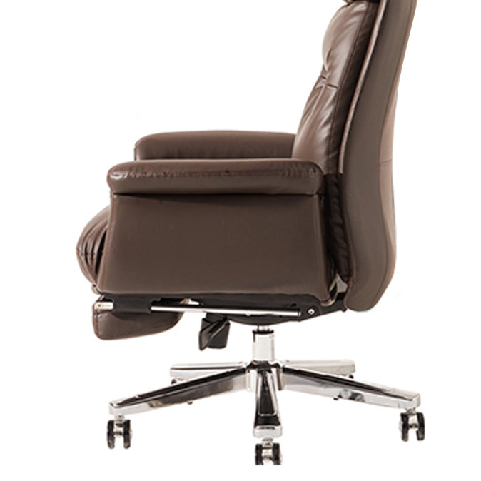 Contemporary Arm Chair Adjustable Seat Height Brown Leather Office Chair Clearhalo 'furn' 'furn_office_chair' 'Furniture' 'Office Chairs' 'Office Furniture' 'office_chair' 5934203