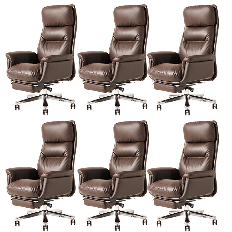 Contemporary Arm Chair Adjustable Seat Height Brown Leather Office Chair 6 Piece Set Clearhalo 'furn' 'furn_office_chair' 'Furniture' 'Office Chairs' 'Office Furniture' 'office_chair' 5934204
