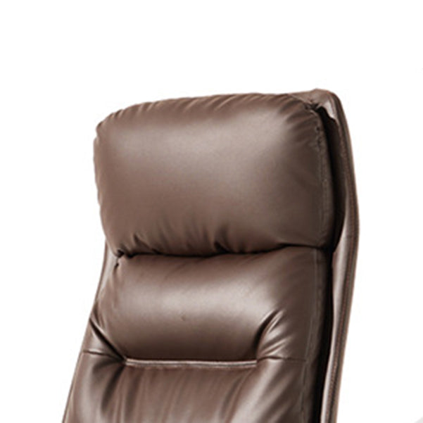 Contemporary Arm Chair Adjustable Seat Height Brown Leather Office Chair Clearhalo 'furn' 'furn_office_chair' 'Furniture' 'Office Chairs' 'Office Furniture' 'office_chair' 5934205