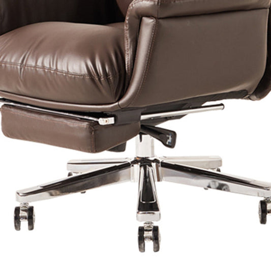 コンテンポラリーアームチェア調整可能なシート高さブラウンレザーオフィスチェア