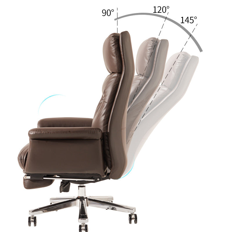 Contemporary Arm Chair Adjustable Seat Height Brown Leather Office Chair Clearhalo 'furn' 'furn_office_chair' 'Furniture' 'Office Chairs' 'Office Furniture' 'office_chair' 5934210