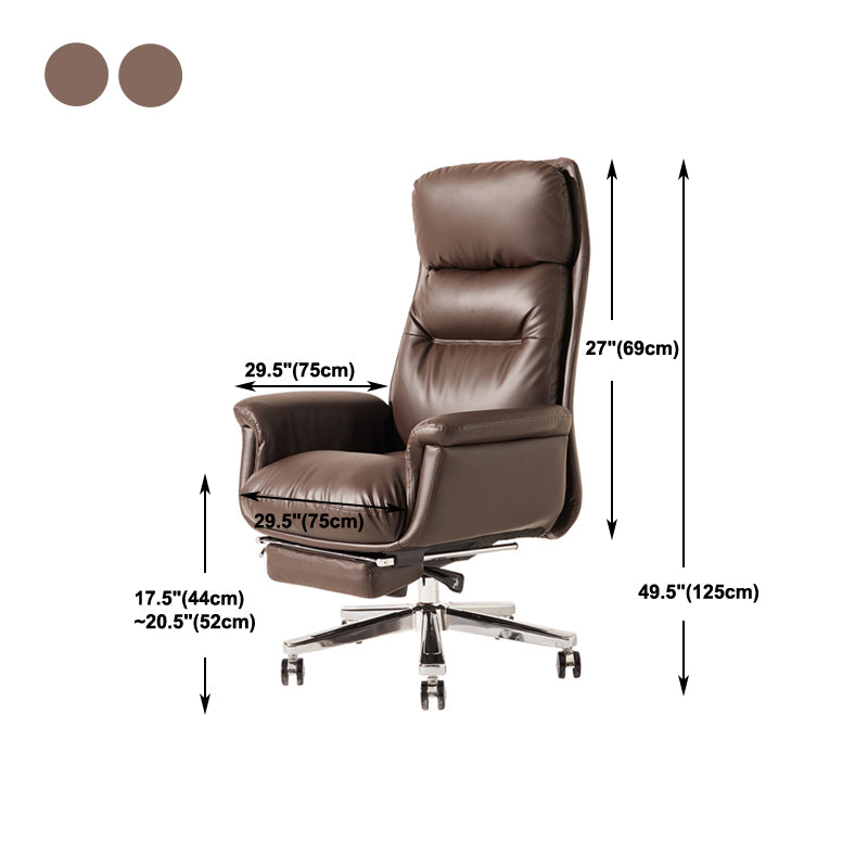 Contemporary Arm Chair Adjustable Seat Height Brown Leather Office Chair Clearhalo 'furn' 'furn_office_chair' 'Furniture' 'Office Chairs' 'Office Furniture' 'office_chair' 5934211