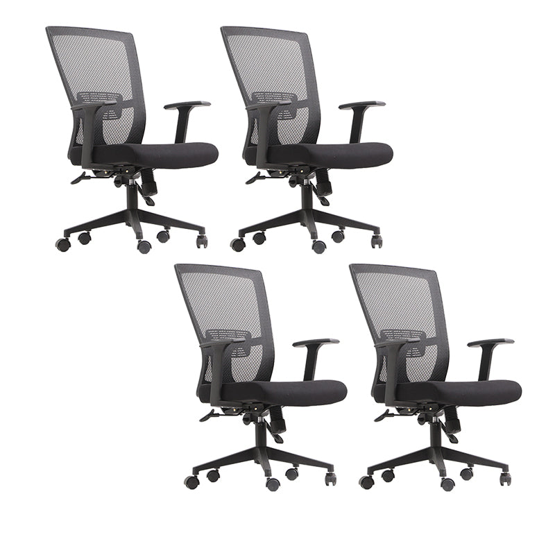 Modern High Back Office Chair Black Task Microfiber Arm Chair 4 Piece Set Clearhalo 'furn' 'furn_office_chair' 'Furniture' 'Office Chairs' 'Office Furniture' 'office_chair' 5934269