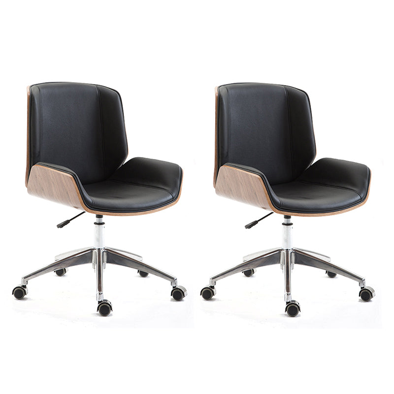 Contemporary Ergonomic Office Chair Adjustable Seat Height Desk Chair Black-Brown 2 Piece Set Clearhalo 'furn' 'furn_office_chair' 'Furniture' 'Office Chairs' 'Office Furniture' 'office_chair' 5934288