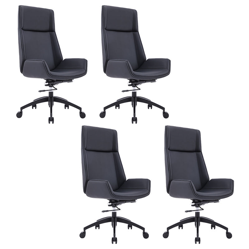 Contemporary Ergonomic Office Chair Adjustable Seat Height Desk Chair Black 4 Piece Set Clearhalo 'furn' 'furn_office_chair' 'Furniture' 'Office Chairs' 'Office Furniture' 'office_chair' 5934290