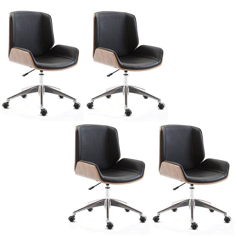Contemporary Ergonomic Office Chair Adjustable Seat Height Desk Chair Black-Brown 4 Piece Set Clearhalo 'furn' 'furn_office_chair' 'Furniture' 'Office Chairs' 'Office Furniture' 'office_chair' 5934294