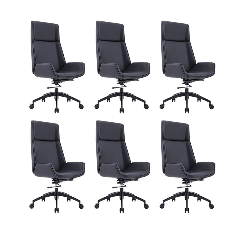 Contemporary Ergonomic Office Chair Adjustable Seat Height Desk Chair Black 6 Piece Set Clearhalo 'furn' 'furn_office_chair' 'Furniture' 'Office Chairs' 'Office Furniture' 'office_chair' 5934295