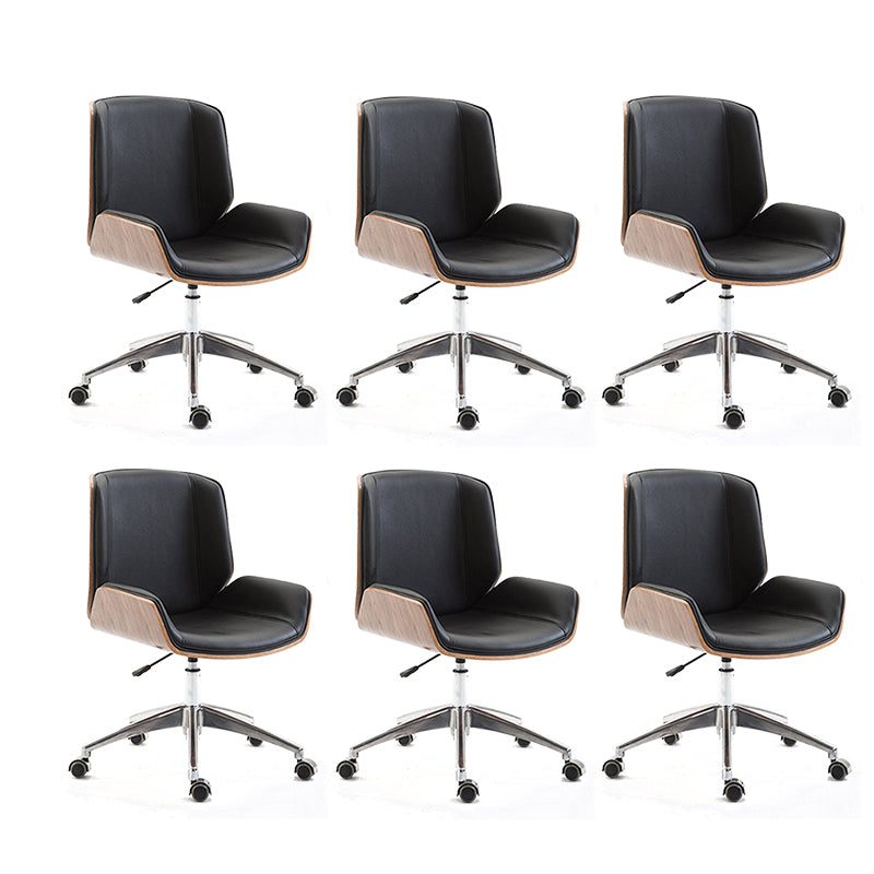Contemporary Ergonomic Office Chair Adjustable Seat Height Desk Chair Black-Brown 6 Piece Set Clearhalo 'furn' 'furn_office_chair' 'Furniture' 'Office Chairs' 'Office Furniture' 'office_chair' 5934297