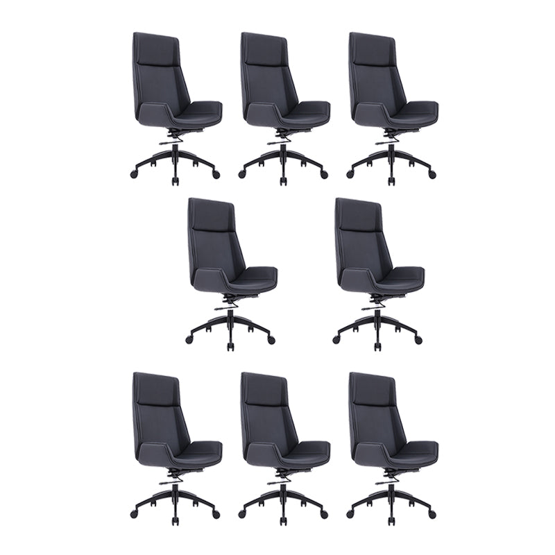 Contemporary Ergonomic Office Chair Adjustable Seat Height Desk Chair Black 8 Piece Set Clearhalo 'furn' 'furn_office_chair' 'Furniture' 'Office Chairs' 'Office Furniture' 'office_chair' 5934298