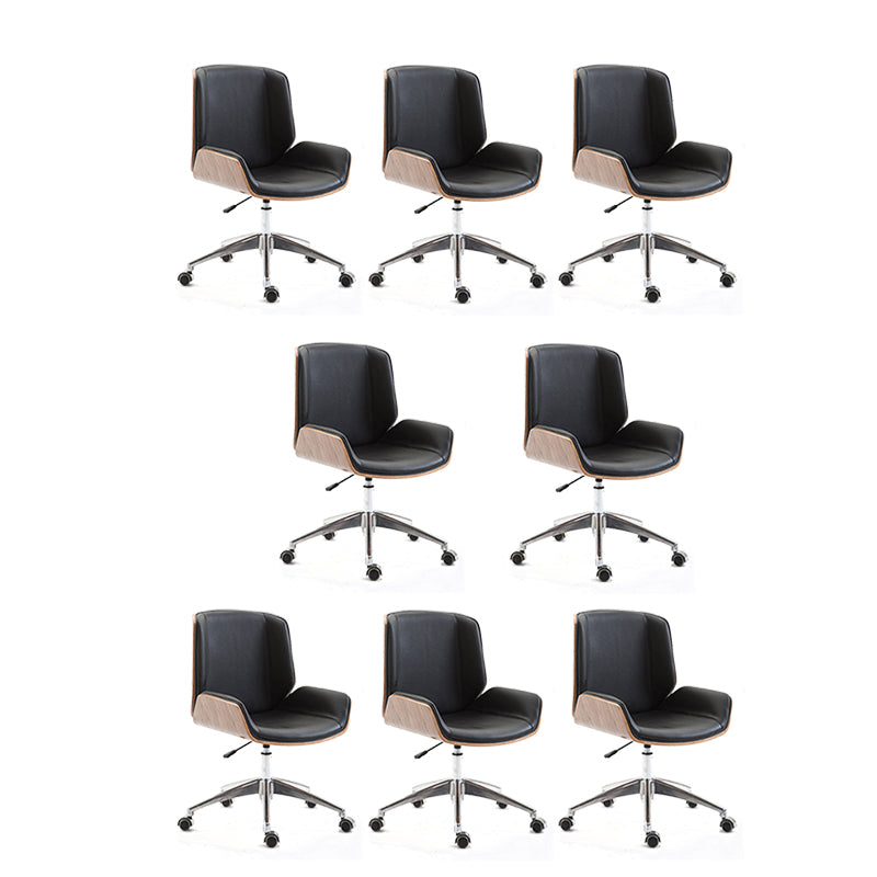 Contemporary Ergonomic Office Chair Adjustable Seat Height Desk Chair Black-Brown 8 Piece Set Clearhalo 'furn' 'furn_office_chair' 'Furniture' 'Office Chairs' 'Office Furniture' 'office_chair' 5934300