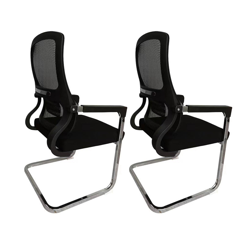 Contemporary Ergonomic Office Chair Mid-Back No Wheels Chair 2 Piece Set Clearhalo 'furn' 'furn_office_chair' 'Furniture' 'Office Chairs' 'Office Furniture' 'office_chair' 5934326
