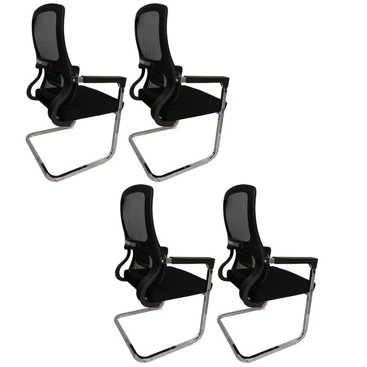 Contemporary Ergonomic Office Chair Mid-Back No Wheels Chair 4 Piece Set Clearhalo 'furn' 'furn_office_chair' 'Furniture' 'Office Chairs' 'Office Furniture' 'office_chair' 5934328