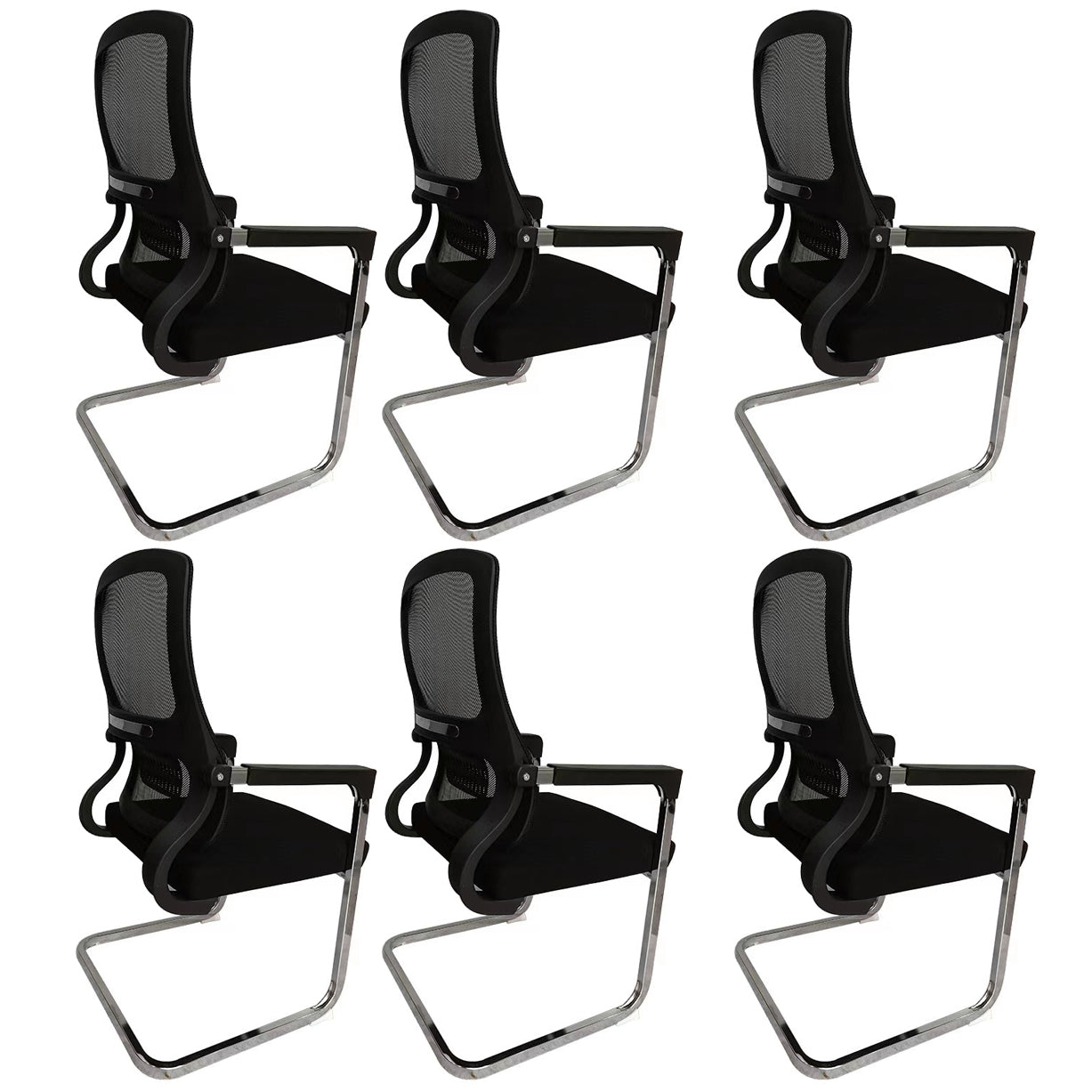 Contemporary Ergonomic Office Chair Mid-Back No Wheels Chair 6 Piece Set Clearhalo 'furn' 'furn_office_chair' 'Furniture' 'Office Chairs' 'Office Furniture' 'office_chair' 5934329