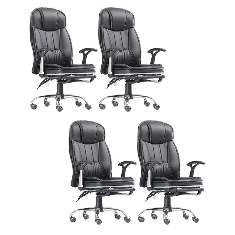コンテンポラリーアームチェア調整可能なシート高さ固定腕黒革のオフィスチェア