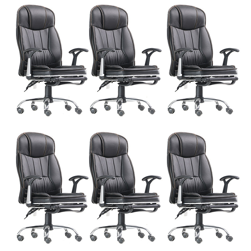 コンテンポラリーアームチェア調整可能なシート高さ固定腕黒革のオフィスチェア