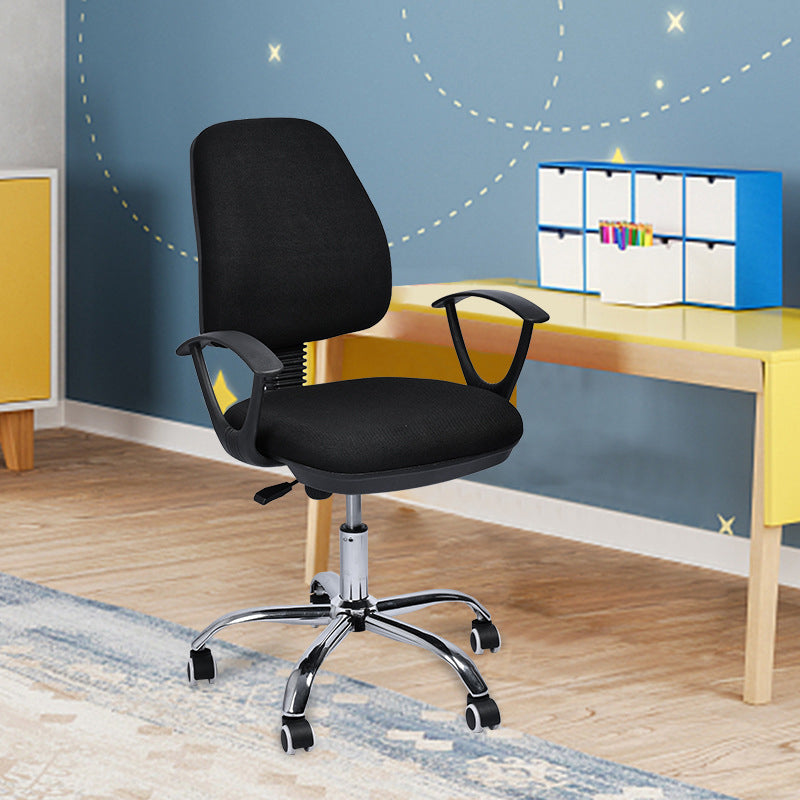 Contemporary Arm Chair Adjustable Seat Height Fixed Arms Black Office Chair 1 Piece Clearhalo 'furn' 'furn_office_chair' 'Furniture' 'Office Chairs' 'Office Furniture' 'office_chair' 5934411